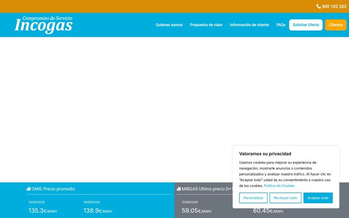 Captură de ecran a incogas.com