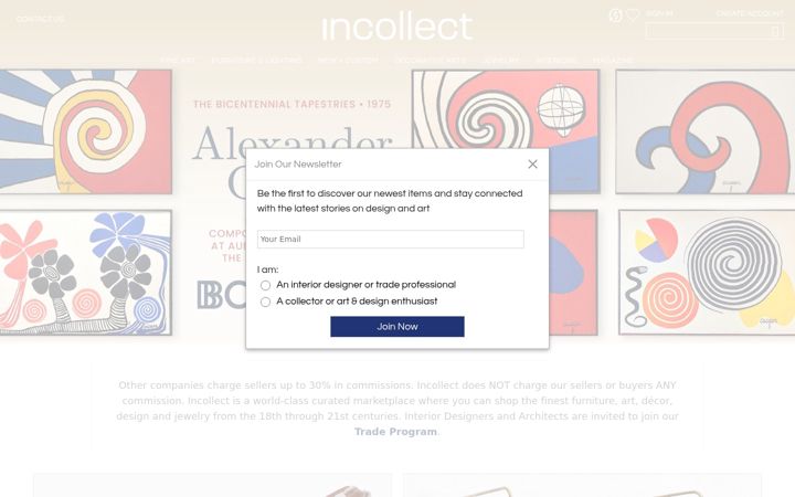 Screenshot von incollect.com