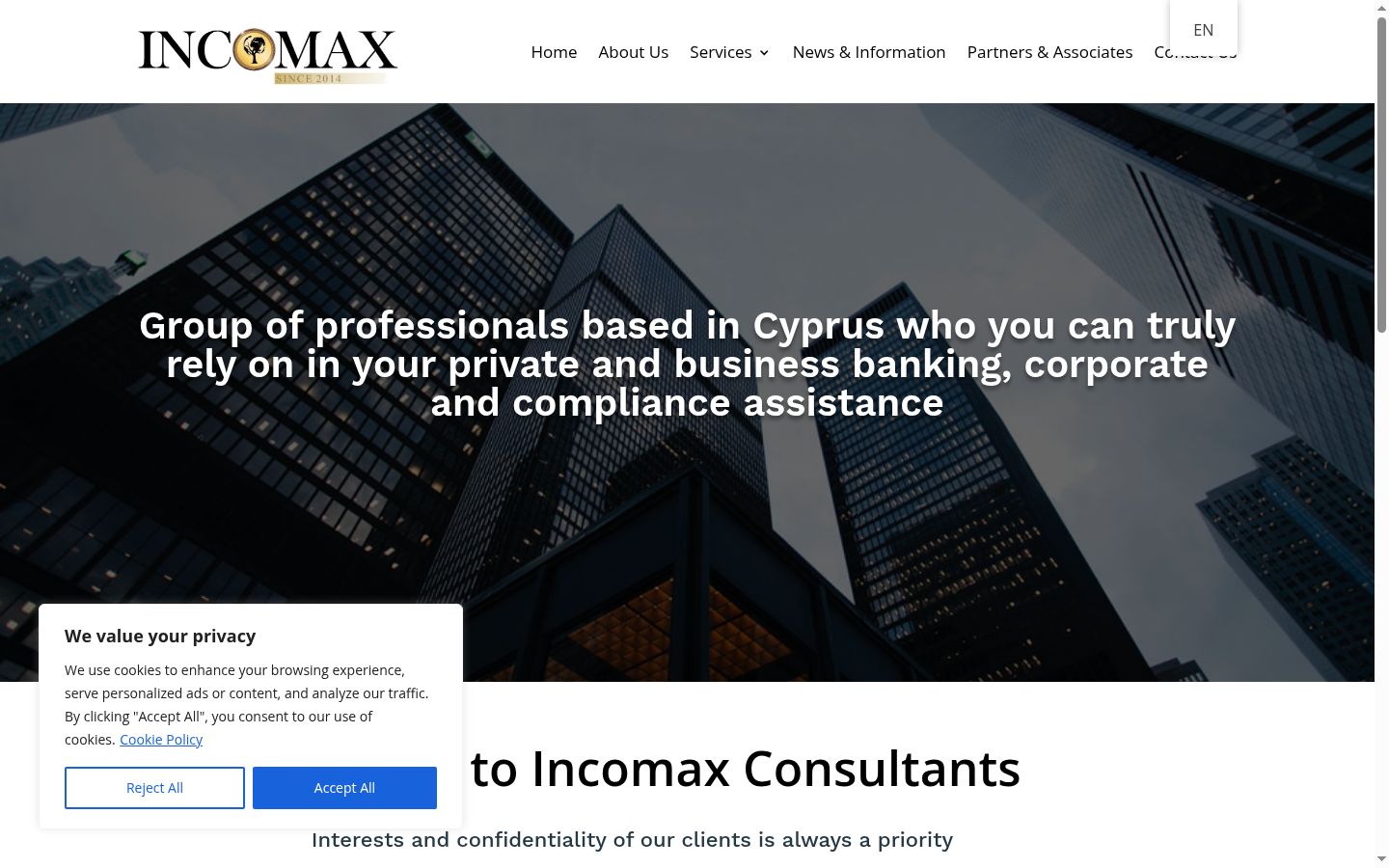 Screenshot of the consent banner shown before any interaction