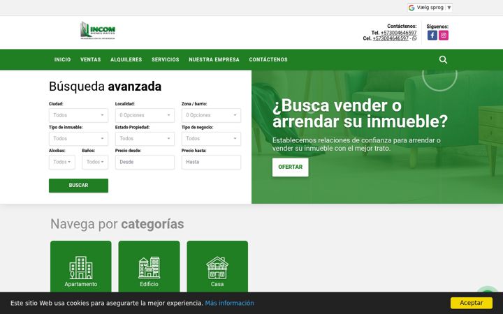 Captură de ecran a incombienesraices.com