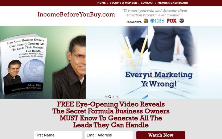 Captură de ecran a incomebeforeyoubuy.com