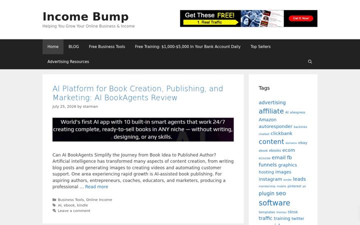 Captură de ecran a incomebump.com