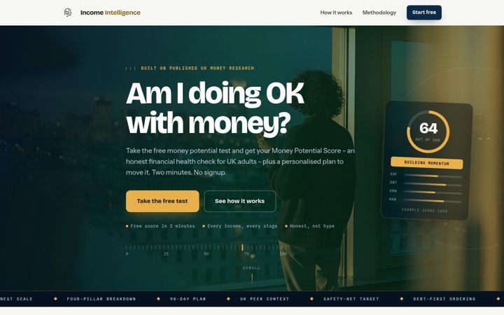 Captură de ecran a incomeintelligence.com