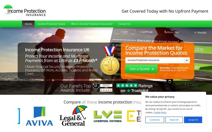 Screenshot of incomeprotectinsurance.co.uk