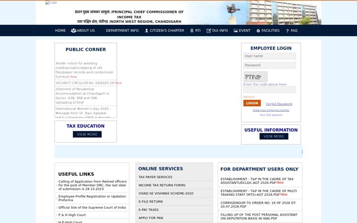 Screenshot του incometaxchandigarh.org