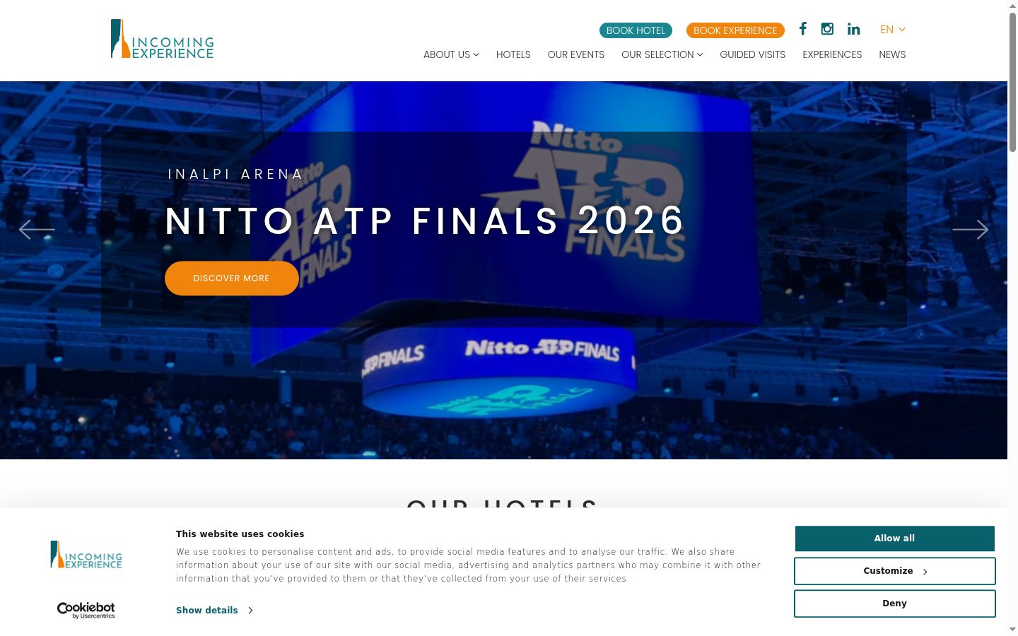 Screenshot del banner di consenso mostrato prima di qualsiasi interazione