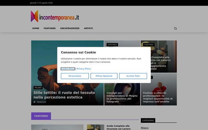 Screenshot of incontemporanea.it