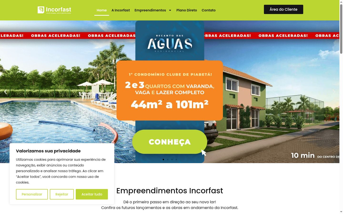 Screenshot del banner di consenso mostrato prima di qualsiasi interazione
