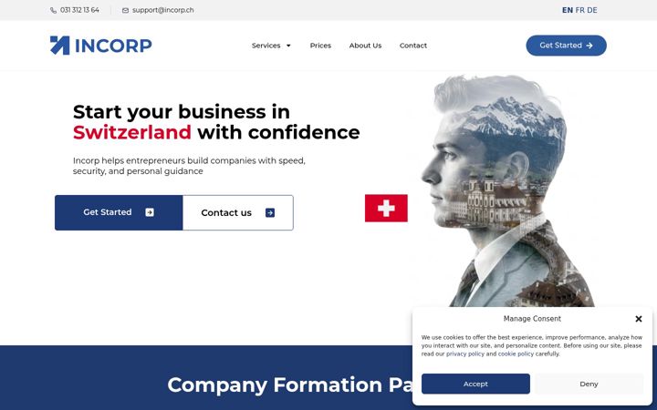 Screenshot of incorp.ch