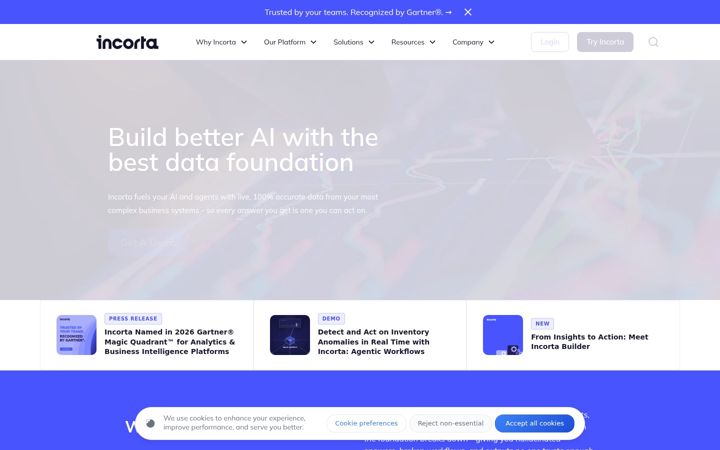 Screenshot of incorta.com
