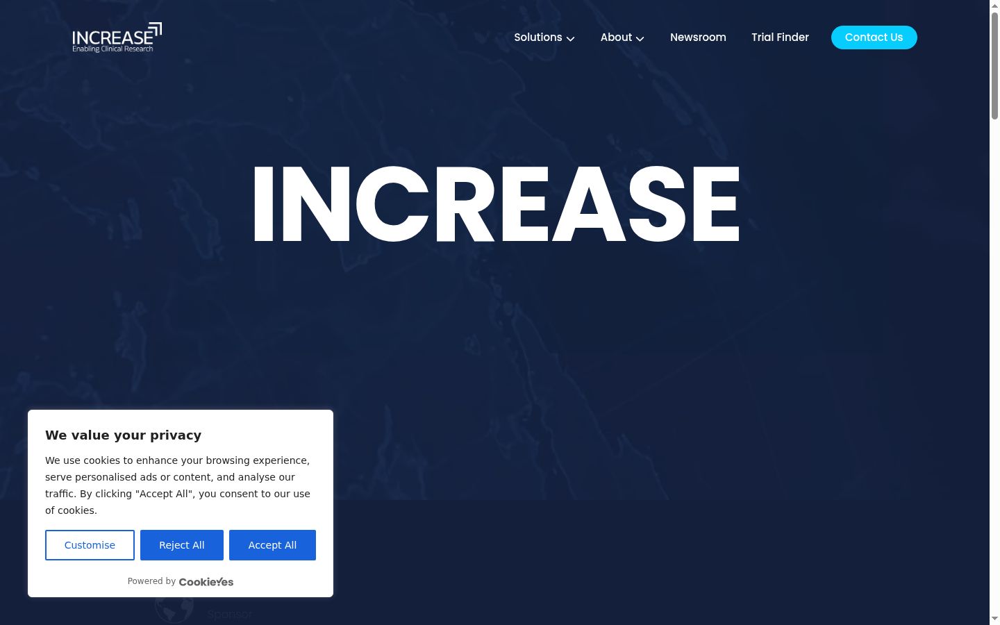 Screenshot of the consent banner shown before any interaction
