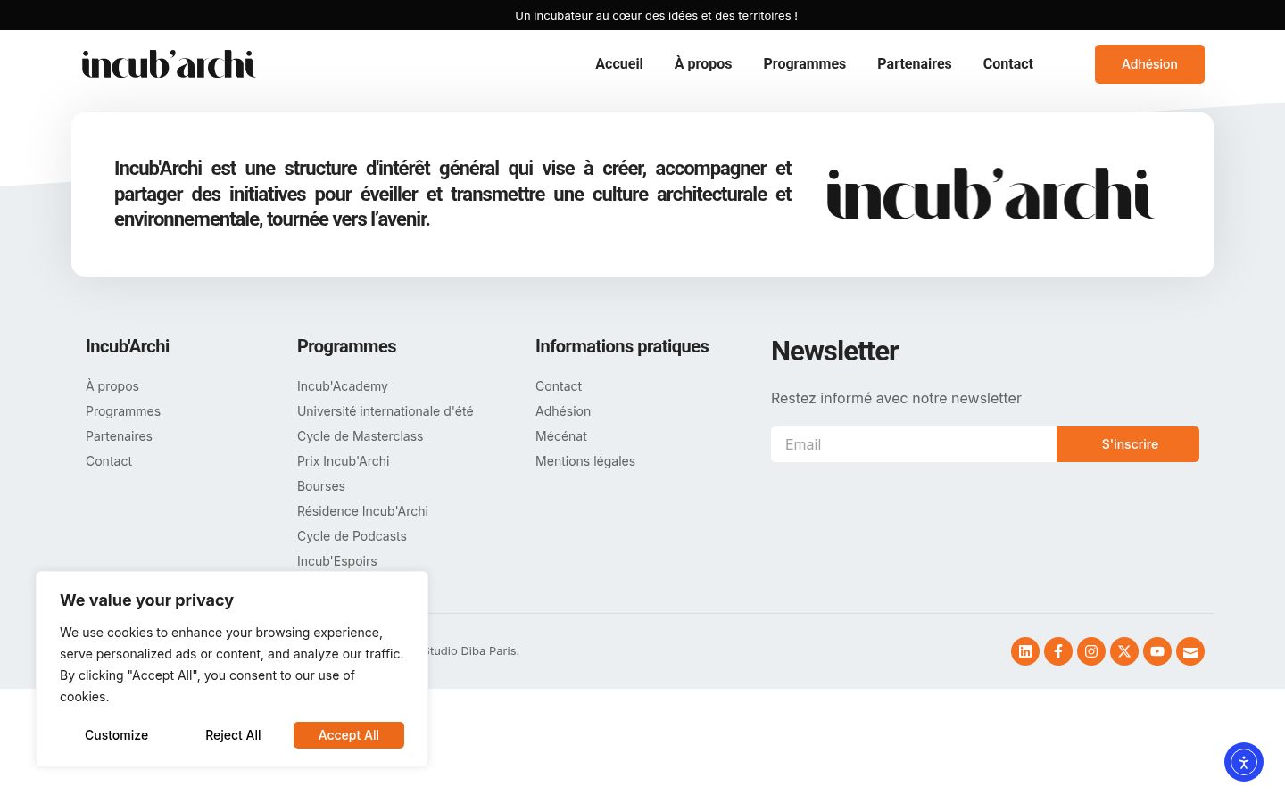 Capture d'écran de la bannière de consentement affichée avant toute interaction