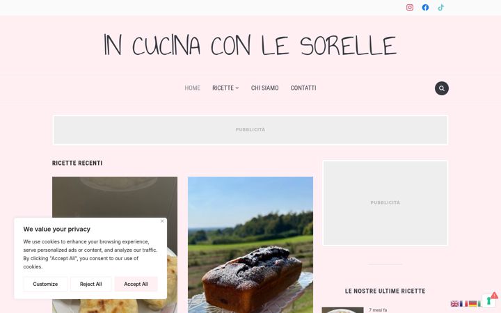 Screenshot of incucinaconlesorelle.altervista.org
