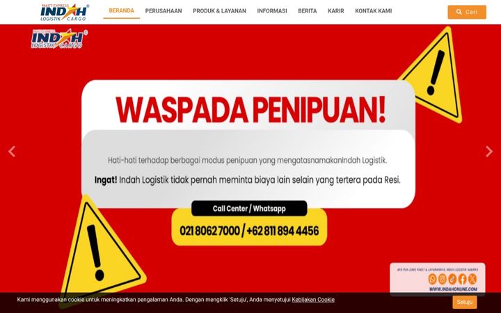 Screenshot of indahonline.com