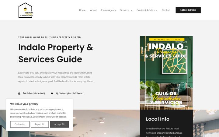 Screenshot of indaloguide.com