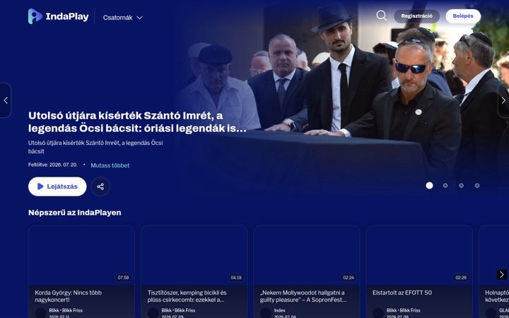 Screenshot of indaplay.hu