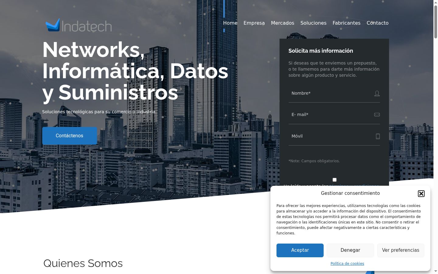 Screenshot del banner di consenso mostrato prima di qualsiasi interazione