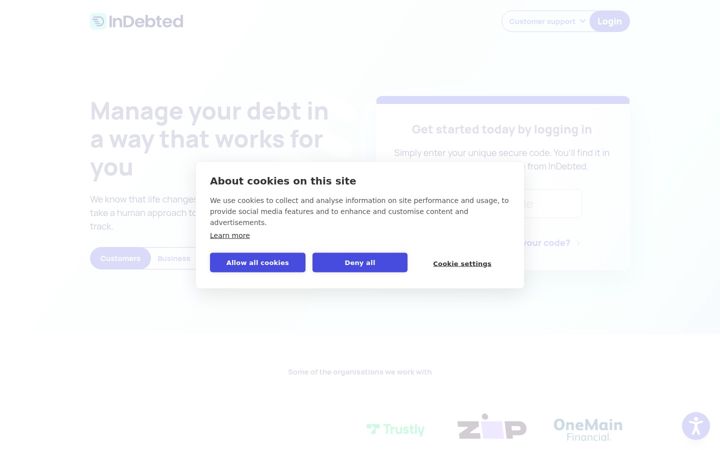 Screenshot of indebted.us