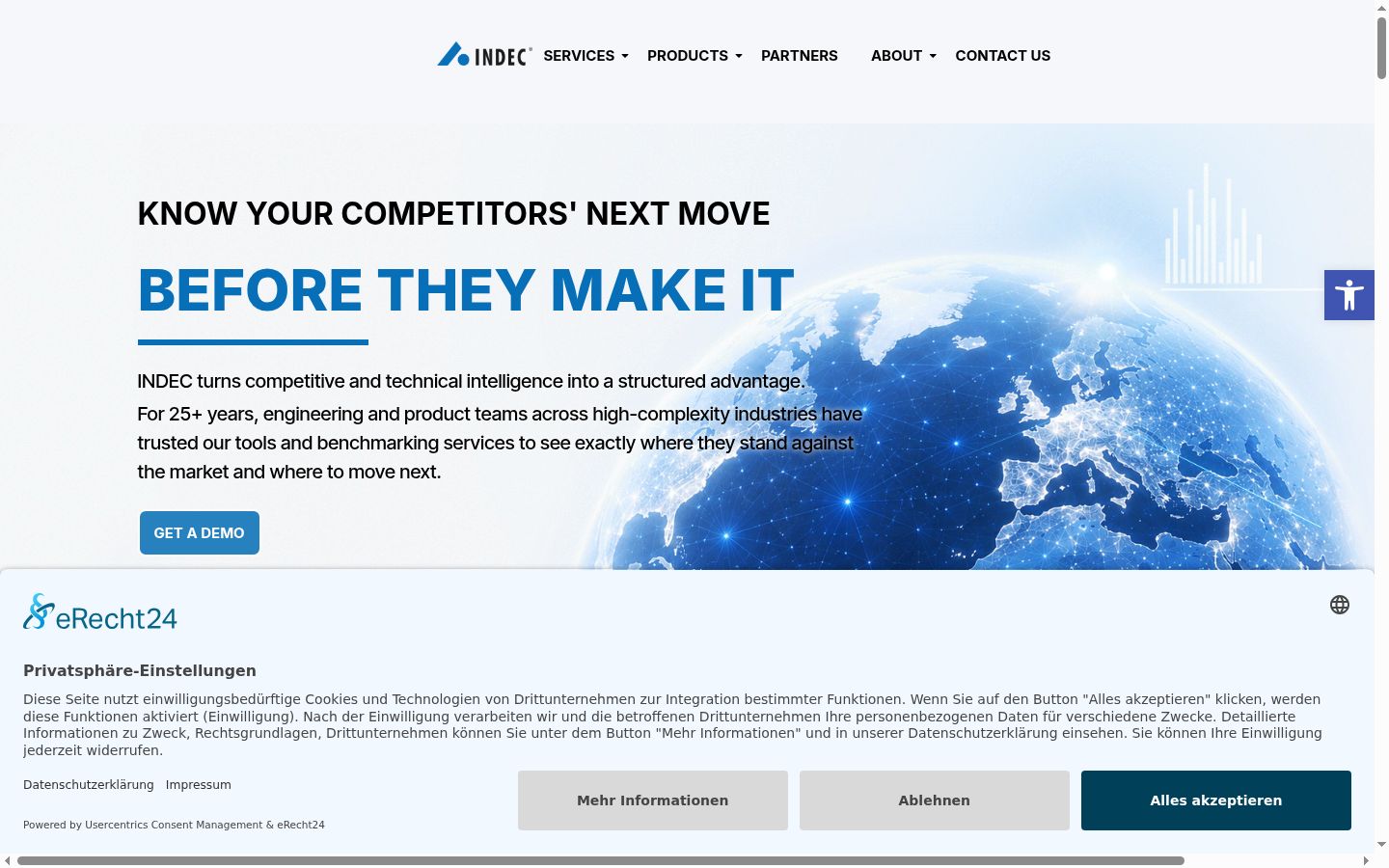 Screenshot of the consent banner shown before any interaction