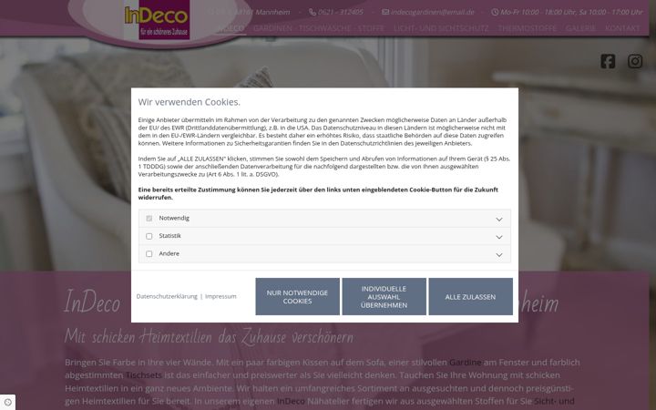 Screenshot of indecogardinen.de