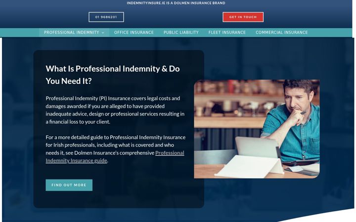 Screenshot van indemnityinsure.ie