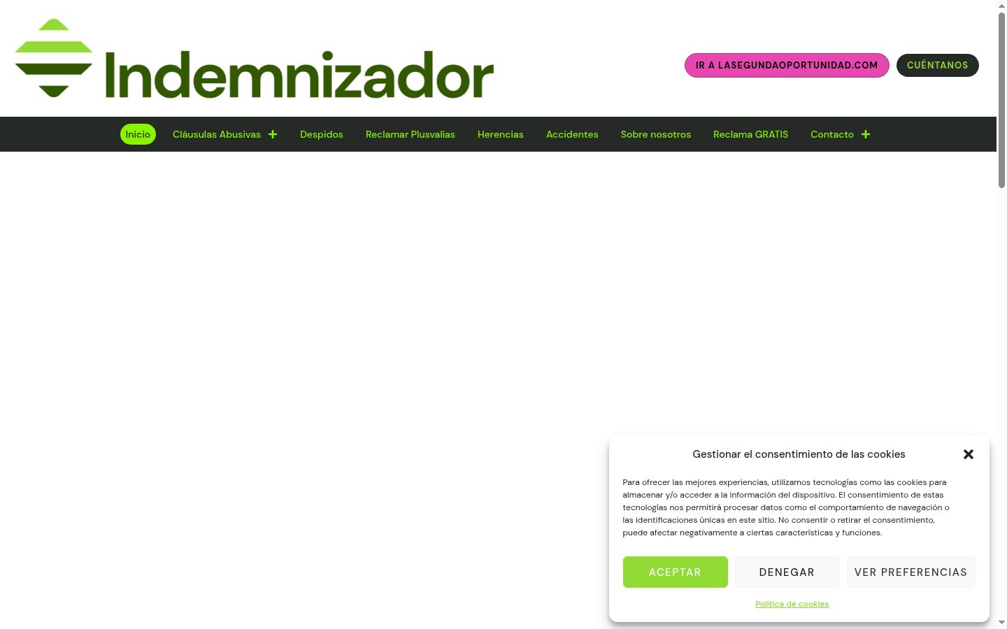 Screenshot del banner di consenso mostrato prima di qualsiasi interazione