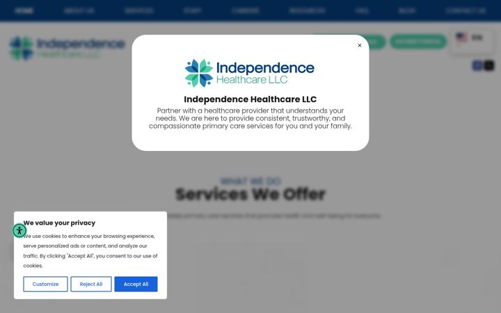 Snímek obrazovky independence-healthcare.com
