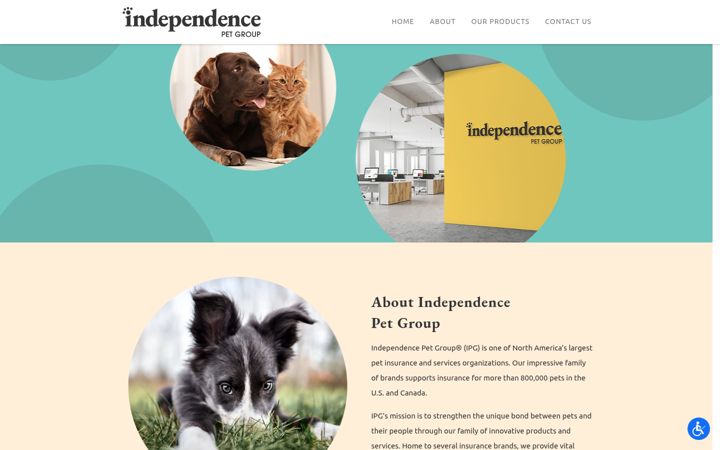 Snímek obrazovky independencepetgroup.com