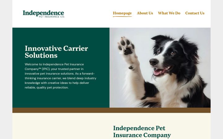 Screenshot of independencepetinsurance.com