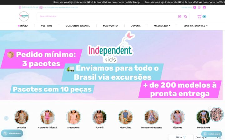 Screenshot of independentkids.com.br