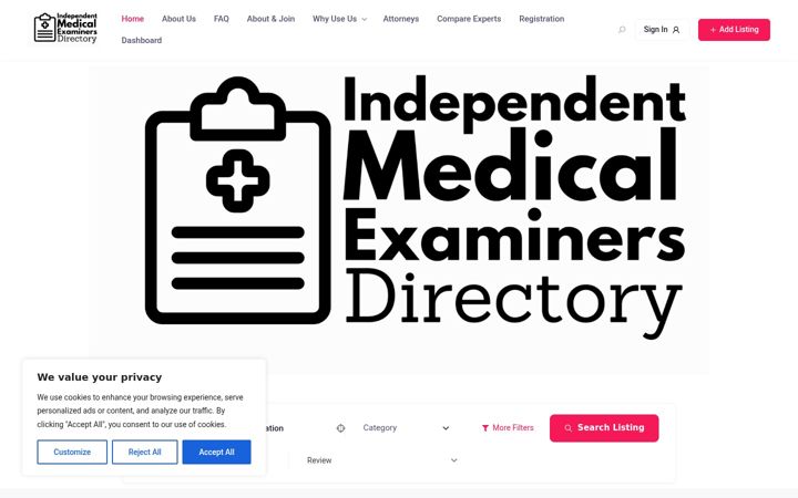Екранна снимка на independentmedicalexaminersdirectory.com