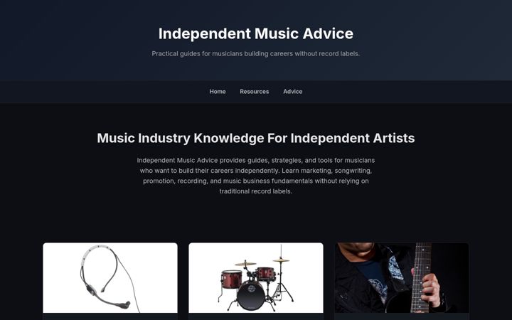 Screenshot of independentmusicadvice.com