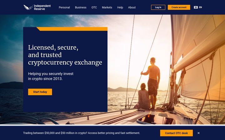 Screenshot of independentreserve.com