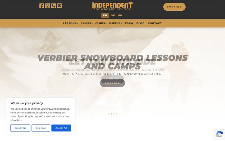 Екранна снимка на independentsnowboarding.com