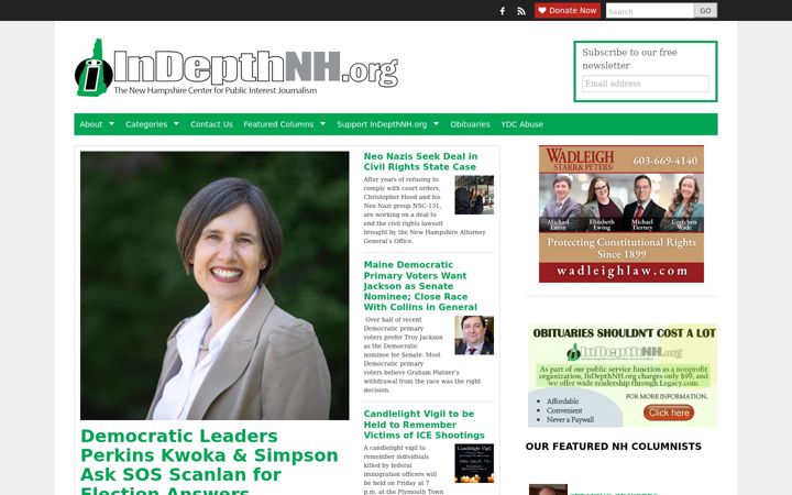 Screenshot of indepthnh.org