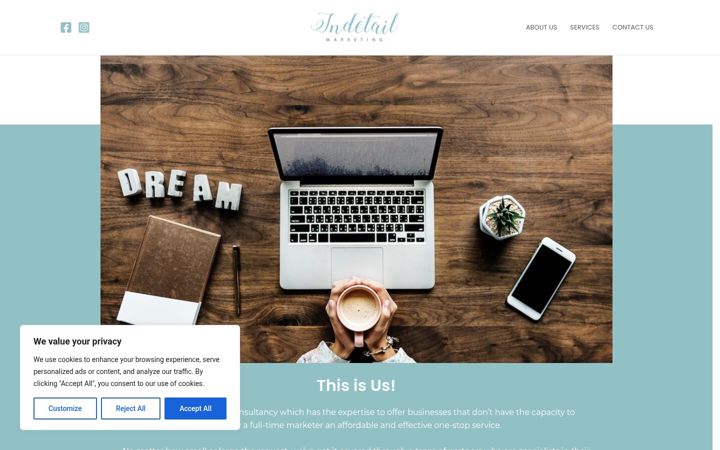 Екранна снимка на indetailmarketing.com