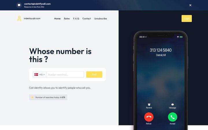 Screenshot of indetifycall.com