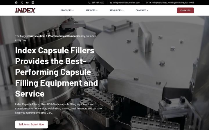 Kuvakaappaus sivustosta indexcapsulefillers.com