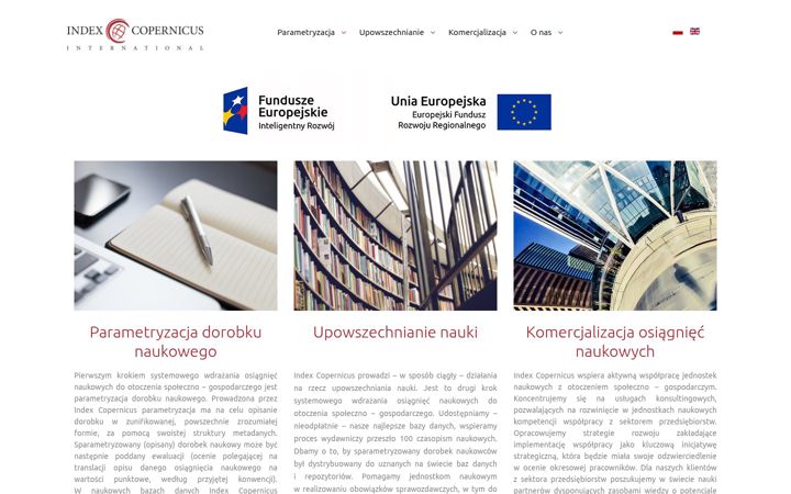 Captura de pantalla de indexcopernicus.com