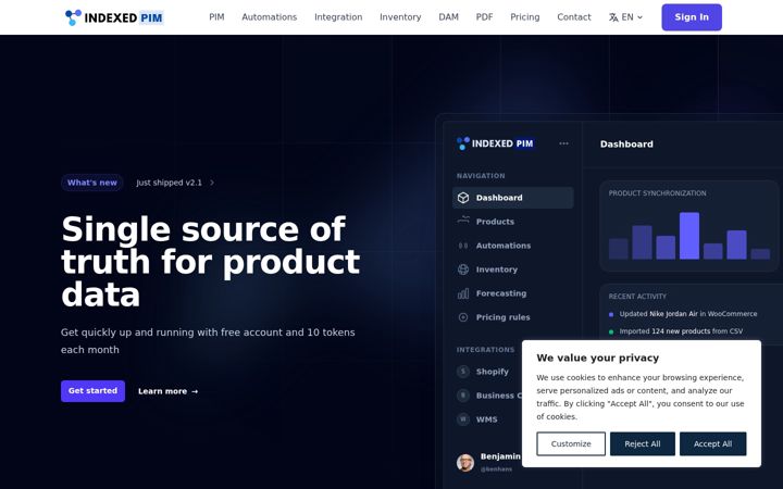 Screenshot of indexedpim.com