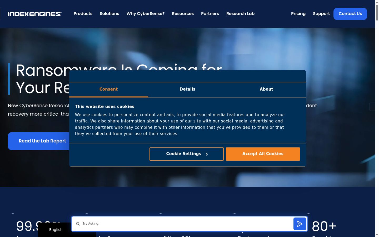 Screenshot del banner di consenso mostrato prima di qualsiasi interazione