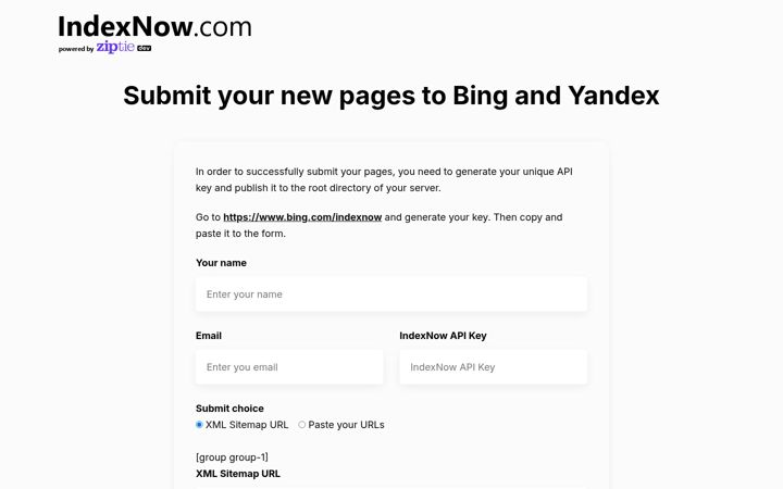 Screenshot of indexnow.com