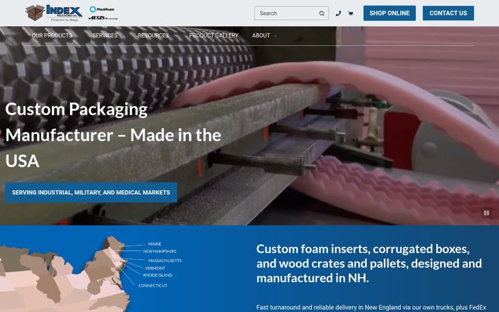 Kuvakaappaus sivustosta indexpackaging.com