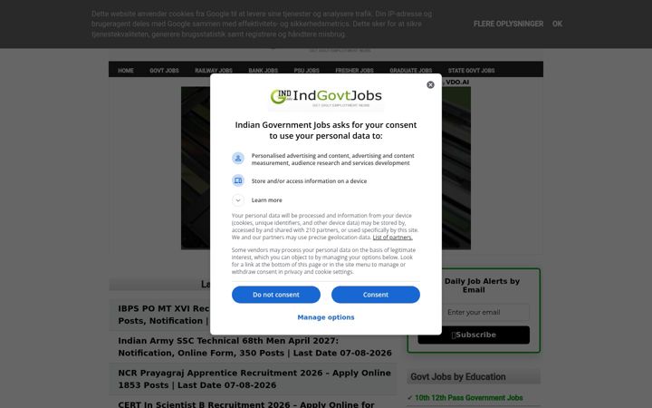 Screenshot of indgovtjobs.in