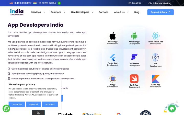 Screenshot of indiaappdeveloper.com