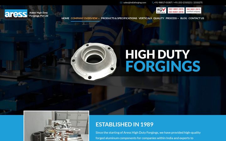 Skärmbild av indiaforging.com