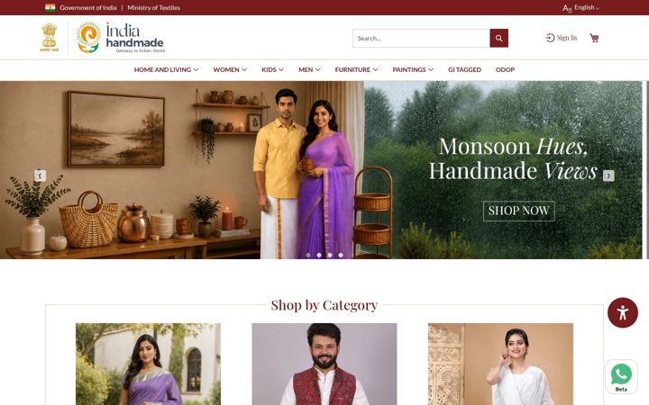 Skärmbild av indiahandmade.com