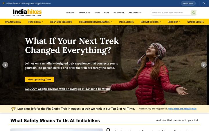 Screenshot of indiahikes.com