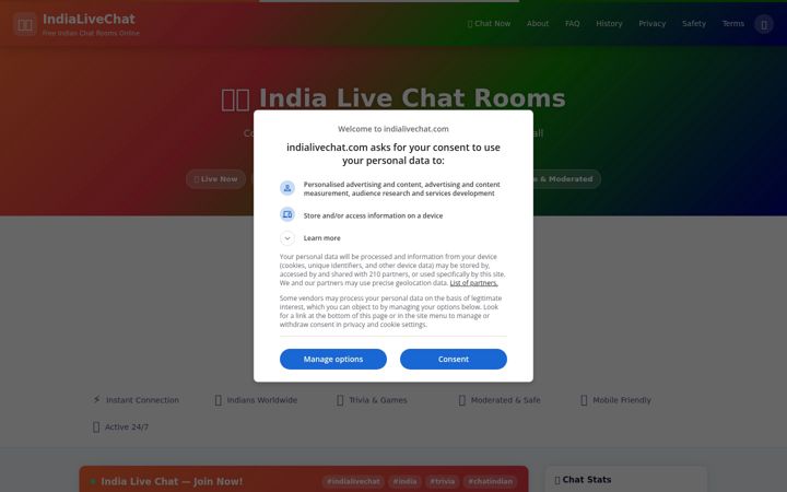 Skärmbild av indialivechat.com