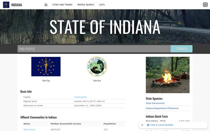 Screenshot of indiana.land
